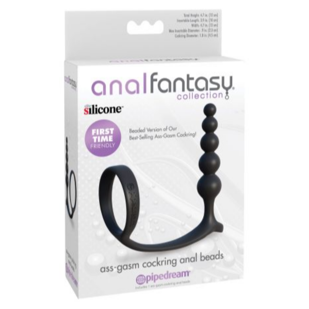 Πρωκτικές Μπίλιες 12 εκ - Ass-Gasm Cockring Anal Beads Μαύρο