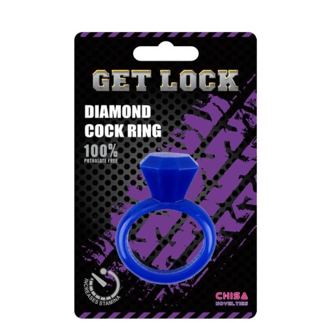 Δαχτυλίδι Πέους Διαμάντι Μπλε - Diamond Cock Ring Blue