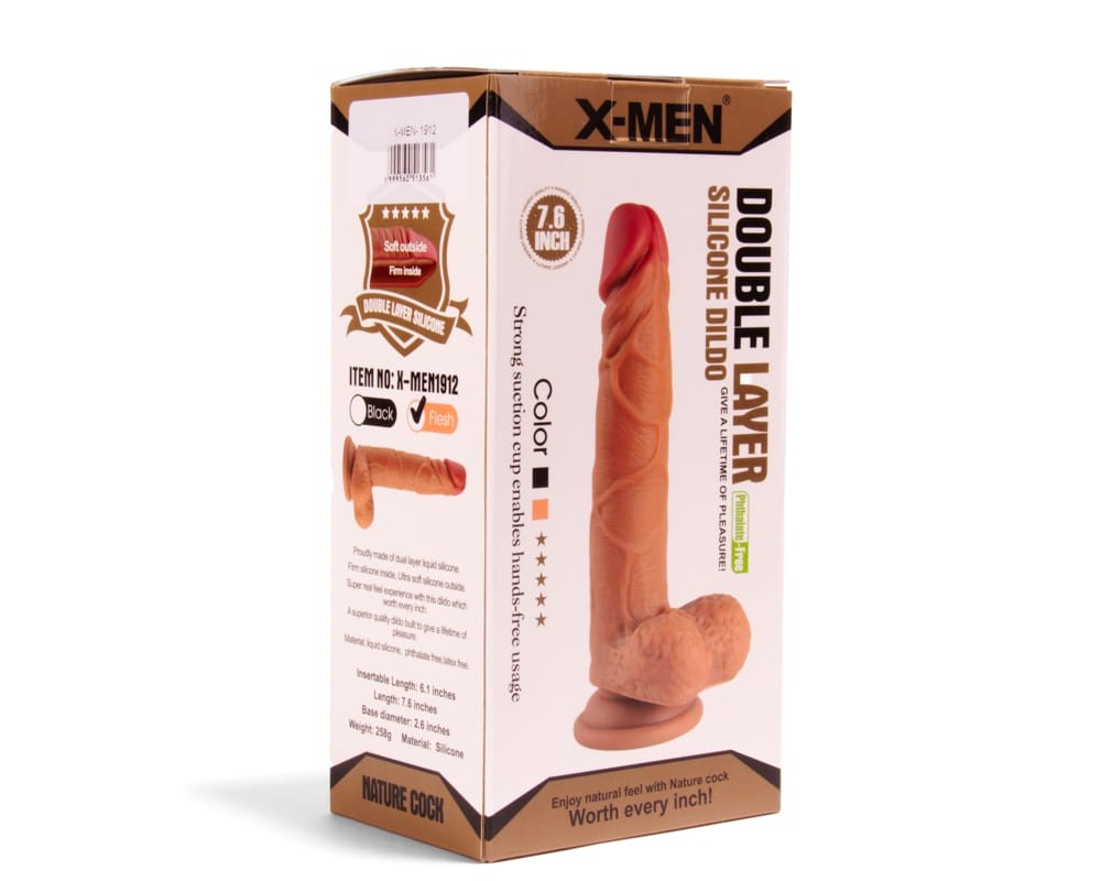 Ρεαλιστικό Dild Με Φλέβες 19,3 εκ - XMEN 7.6 inch Double Layer Silicon Dildo Brown