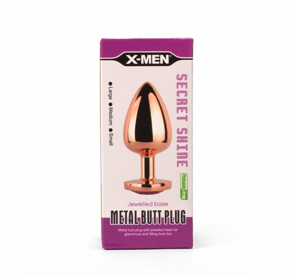 Πρωκτική Σφήνα Διαμάντι Καρδιά Ροζ - X-MEN Secret Shine Metal Butt Plug Rose Gold Heart Small