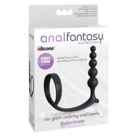 Πρωκτικές Μπίλιες 12 εκ - Ass-Gasm Cockring Anal Beads Μαύρο