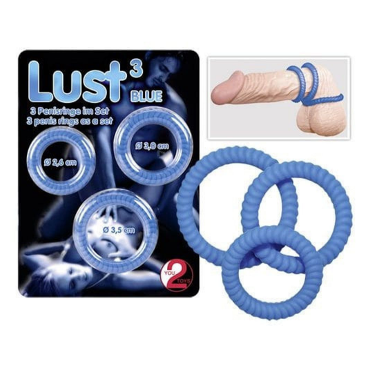 Δαχτυλίδι Πέους Τριπλό - Lust 3 Μπλε