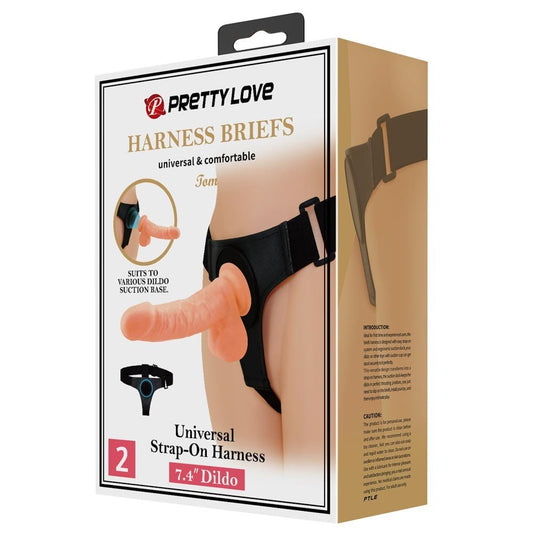 Ρεαλιστικό Strap-On Dildo 20 εκ - Pretty Love Tom Harness Briefs