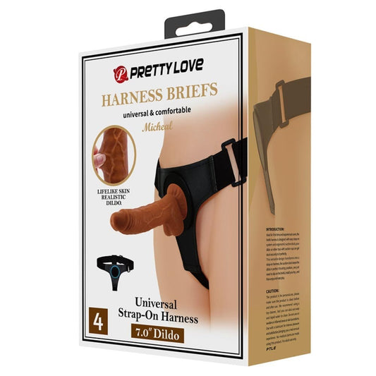 Ρεαλιστικό Strap-On Dildo 20 εκ - Pretty Love Michael Harness Briefs