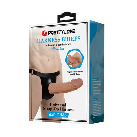 Ρεαλιστικό Strap-On Dildo 17,5 εκ - Pretty Love Houston Harness Briefs