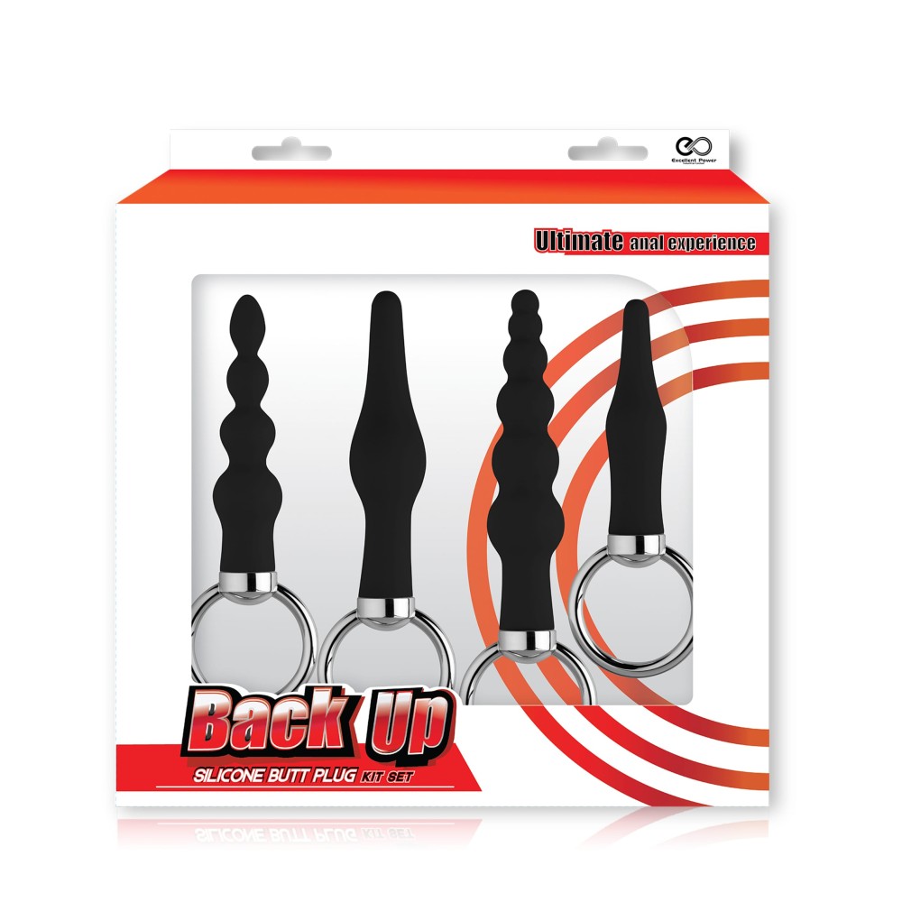 Πρωκτικές Σφήνες Set (4 Διαφορετικά Σχήματα) - BACK UP BUTT PLUG KIT BLACK
