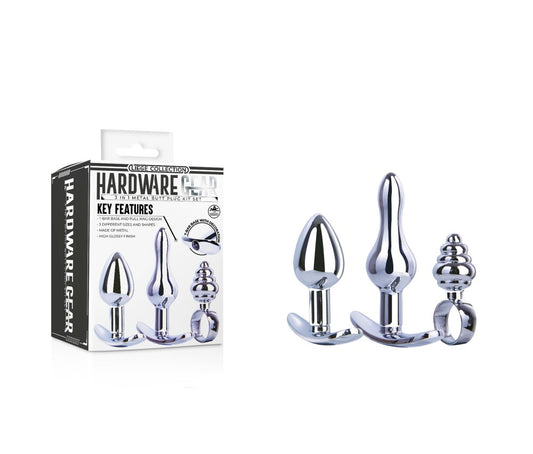 Set Πρωκτικών Σφηνών (3 τμχ) - Hardware Gear 3-In-1 Metal Butt Plug Kit Set I Ασημί