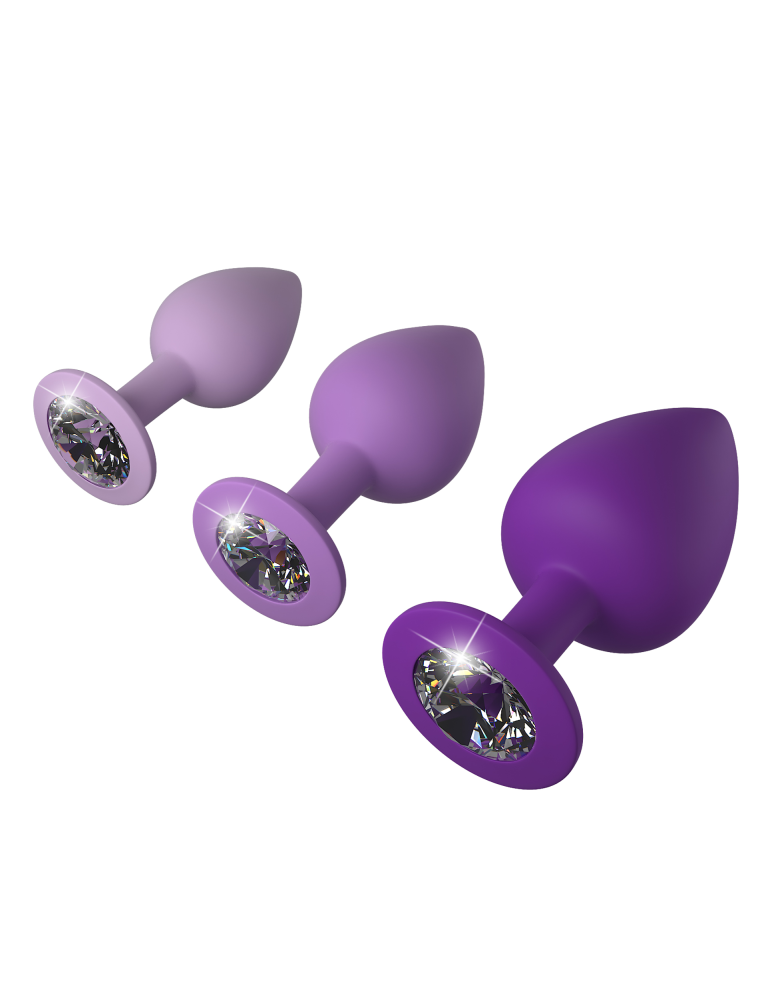 Set Πρωκτικών Σφηνών Με Διαμάντι 3 Μεγέθη - Her Little Gems Trainer Set Μωβ