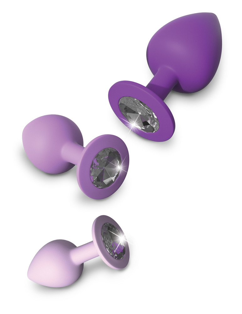 Set Πρωκτικών Σφηνών Με Διαμάντι 3 Μεγέθη - Her Little Gems Trainer Set Μωβ